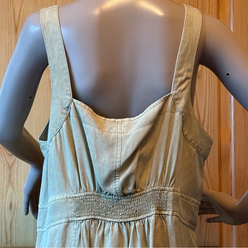 Sundance Tencel Linen Blend Midi Dress L Button Down Sleeveless Beige Yellow - Picture 11 of 16